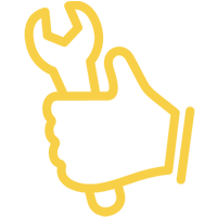 icon of a yellow hand holding a tool