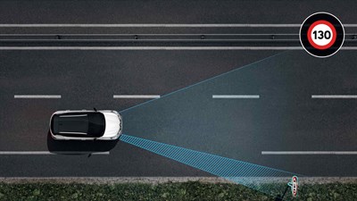 graphic for road sign recognition and speed limit warning of a renault captur