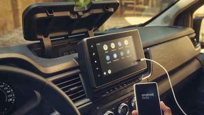 the inside of the renault new trafic with it's touchscreen