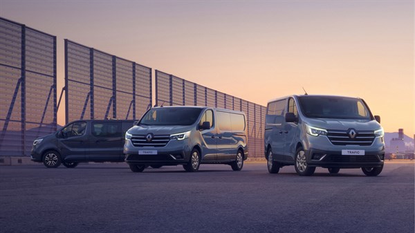 three gray renault new trafics on the road