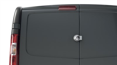 an extra lock for the backdoors in a dark gray renault truck