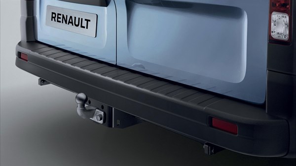 Rear view of a Renault vehicle with a tow hitch